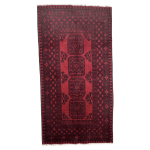 200cm x 100cm Hand-Knotted Red Afghan Akche – Wool Rug
