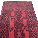 200cm x 100cm Hand-Knotted Red Afghan Akche – Wool Rug - Image 2