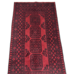 200cm x 100cm Hand-Knotted Red Afghan Akche – Wool Rug - Image 3