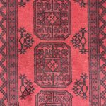 200cm x 100cm Hand-Knotted Red Afghan Akche – Wool Rug - Image 4