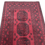 195cm x 97cm Hand-Knotted Red Afghan Akche – Wool Rug - Image 4