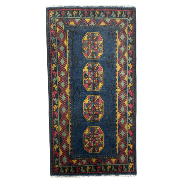 189cm x 98cm Hand-Knotted Color Afghan Akche – Wool Rug