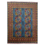 201cm x 150cm Hand-Knotted Color Afghan Akche – Wool Rug