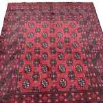 193cm x 150cm Hand-Knotted Red Bokhara Afghan Akche – Wool Rug - Image 2
