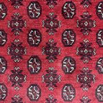193cm x 150cm Hand-Knotted Red Bokhara Afghan Akche – Wool Rug - Image 4