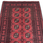 193cm x 96cm Hand-Knotted Red Bokhara Afghan Akche - Image 3
