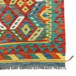 198cm x 91cm Hand-Woven Afghan Kilim – Runner Rug - Image 4
