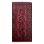 198cm x 100cm Hand-Knotted Red Afghan Akche – Wool Rug