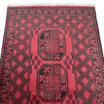 198cm x 100cm Hand-Knotted Red Afghan Akche – Wool Rug - Image 2