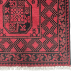 198cm x 100cm Hand-Knotted Red Afghan Akche – Wool Rug - Image 5