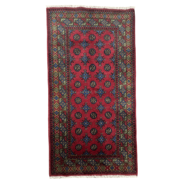 195cm x 105cm Hand-Knotted Color Afghan Akche – Wool Rug