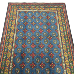 200cm x 151cm Hand-Knotted Color Afghan Akche – Wool Rug - Image 3
