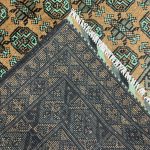 194cm x 149cm Hand-Knotted Green Bokhara Afghan Akche – Wool Rug - Image 6