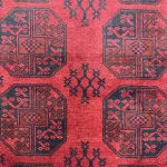 191cm x 150cm Hand-Knotted Red Afghan Akche – Wool Rug - Image 3
