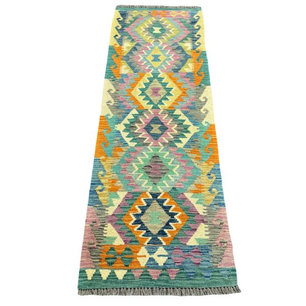 193cm x 65cm Hand-Woven Afghan Kilim – Runner Rug