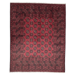 188cm x 154cm Hand-Knotted Red Bokhara Afghan Akche – Wool Rug