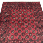 188cm x 154cm Hand-Knotted Red Bokhara Afghan Akche – Wool Rug - Image 2