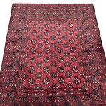 188cm x 154cm Hand-Knotted Red Bokhara Afghan Akche – Wool Rug - Image 3