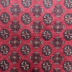 188cm x 154cm Hand-Knotted Red Bokhara Afghan Akche – Wool Rug - Image 4