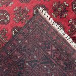 188cm x 154cm Hand-Knotted Red Bokhara Afghan Akche – Wool Rug - Image 6
