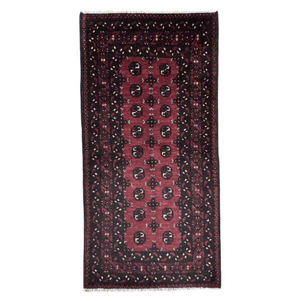 195cm x 97cm Hand-Knotted Red Bokhara Afghan Akche – Wool Rug