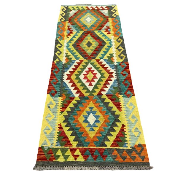 203cm x 75cm Hand-Woven Afghan Kilim – Runner Rug