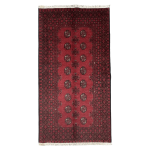 186cm x 99cm Hand-Knotted Red Bokhara Afghan Akche – Wool Rug