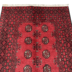 186cm x 99cm Hand-Knotted Red Bokhara Afghan Akche – Wool Rug - Image 2