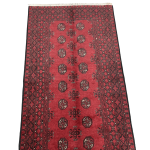 186cm x 99cm Hand-Knotted Red Bokhara Afghan Akche – Wool Rug - Image 3