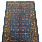 180cm x 118cm Hand-Knotted Color Afghan Akche – Wool Rug - Image 3