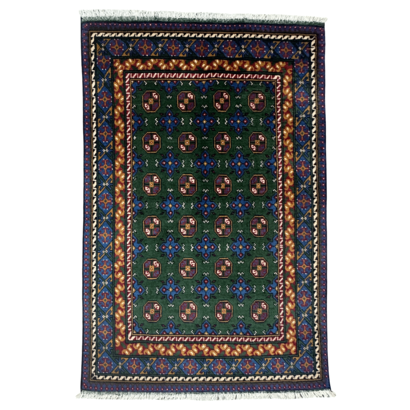 189cm x 119cm Hand-Knotted Color Afghan Akche – Wool Rug