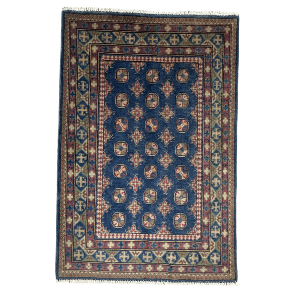 176cm x 116cm Hand-Knotted Color Afghan Akche – Wool Rug
