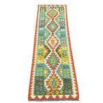 218 x 71cm Hand-Woven Afghan Kilim Runner Rug