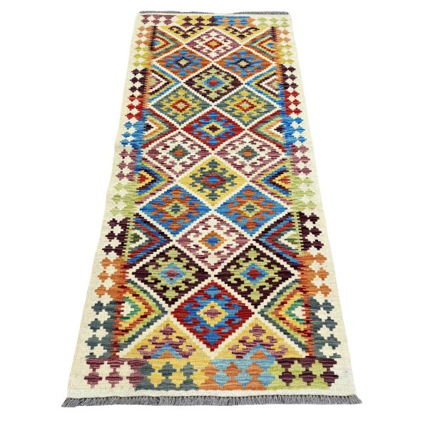 187cm x 82cm Hand-Woven Afghan Kilim – Runner Rug