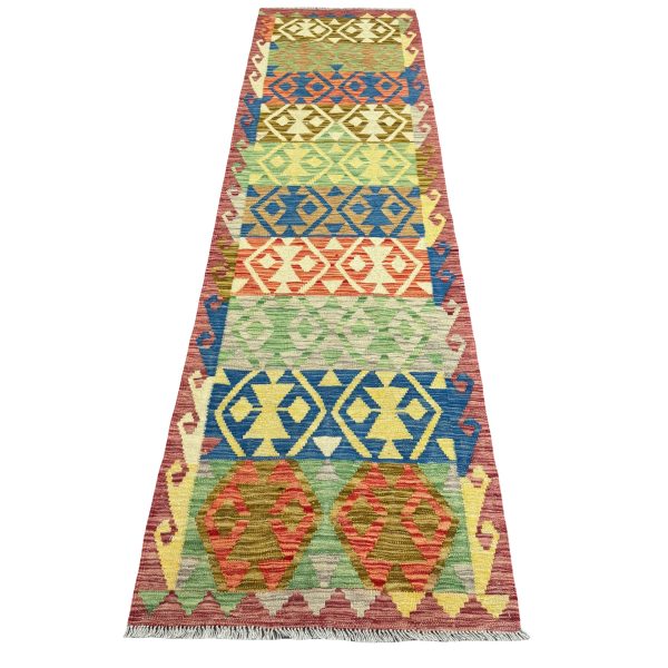 292 x 79cm Hand-Woven Afghan Kilim Runner Rug
