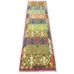 292 x 79cm Hand-Woven Afghan Kilim Runner Rug - Image 2