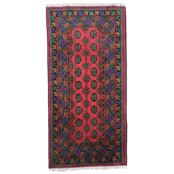 200cm x 100cm Hand-Knotted Color Afghan Akche – Wool Rug