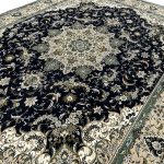 400 × 300cm Large Size Elegant Floral Medallion Dark Navy Rug - Image 4