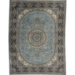 400 × 300 cm Large Size Shah Abbasi Design Turquoise Blue Rug