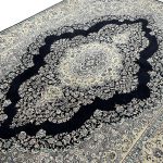 350 x 250cm Persian Navy HandTufted Kirman Rug - Image 4