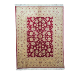 Handmade Afghan Chobi Rug – Red & Beige Floral Medallion Design