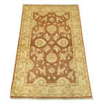 Handmade Afghan Chobi Rug – Earthy Brown Floral Design