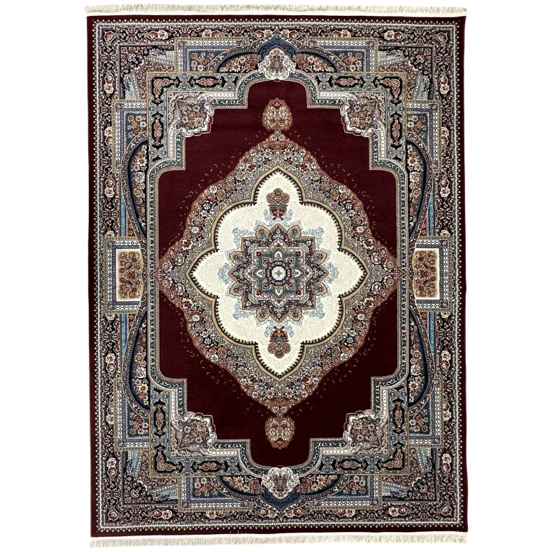 350 x 250 cm Sultan’s Medallion Carpet — Maroon with Ivory Center