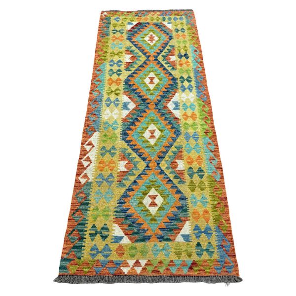 208 x 86cm Hand-Woven Afghan Kilim Runner Rug
