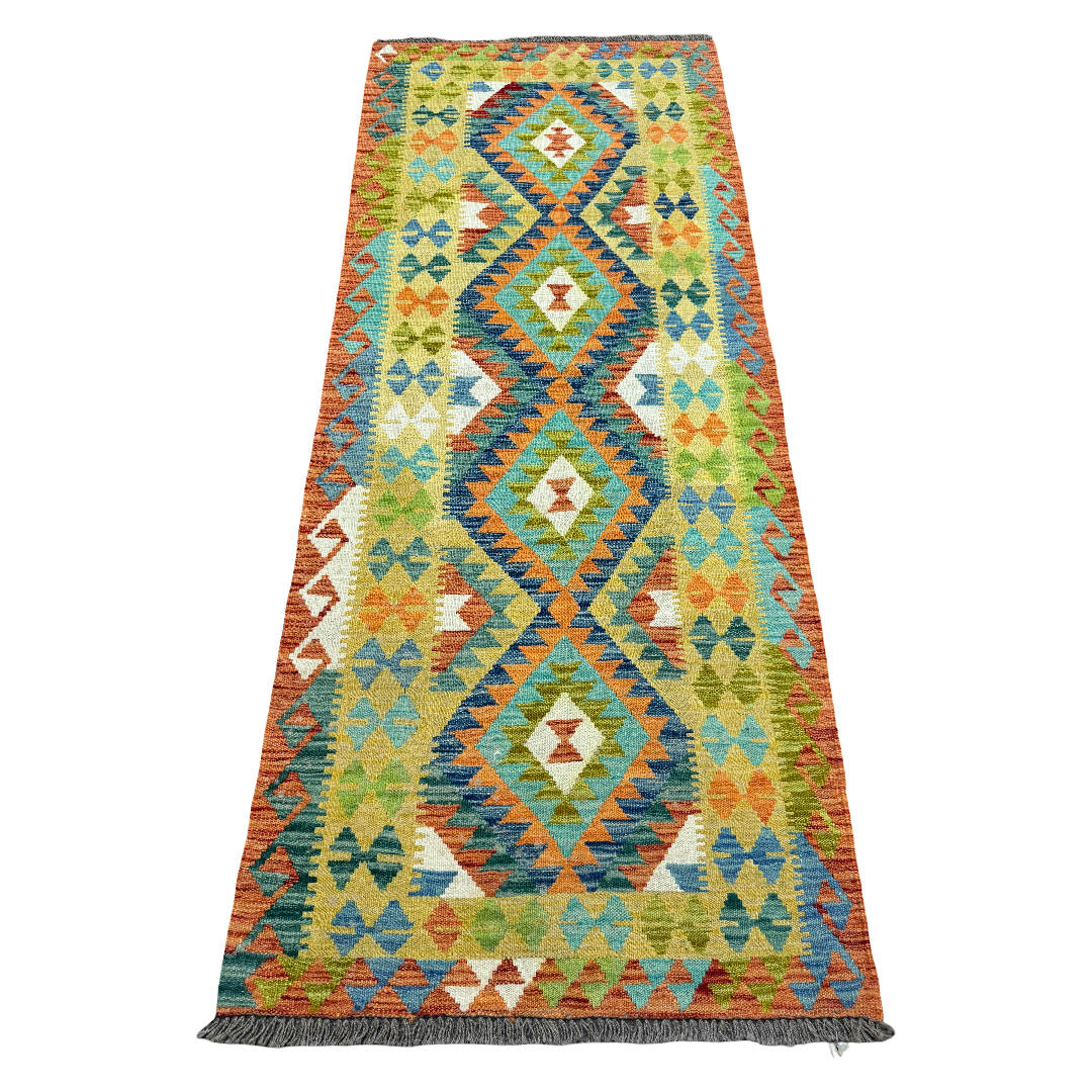71-208cmx86cm-kilim-image-1 208 x 86cm Hand-Woven Afghan Kilim Runner Rug