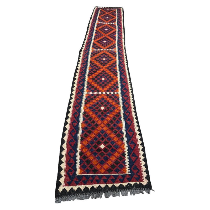 391 x 72cm Hand-Woven Afghan Kilim Runner Rug