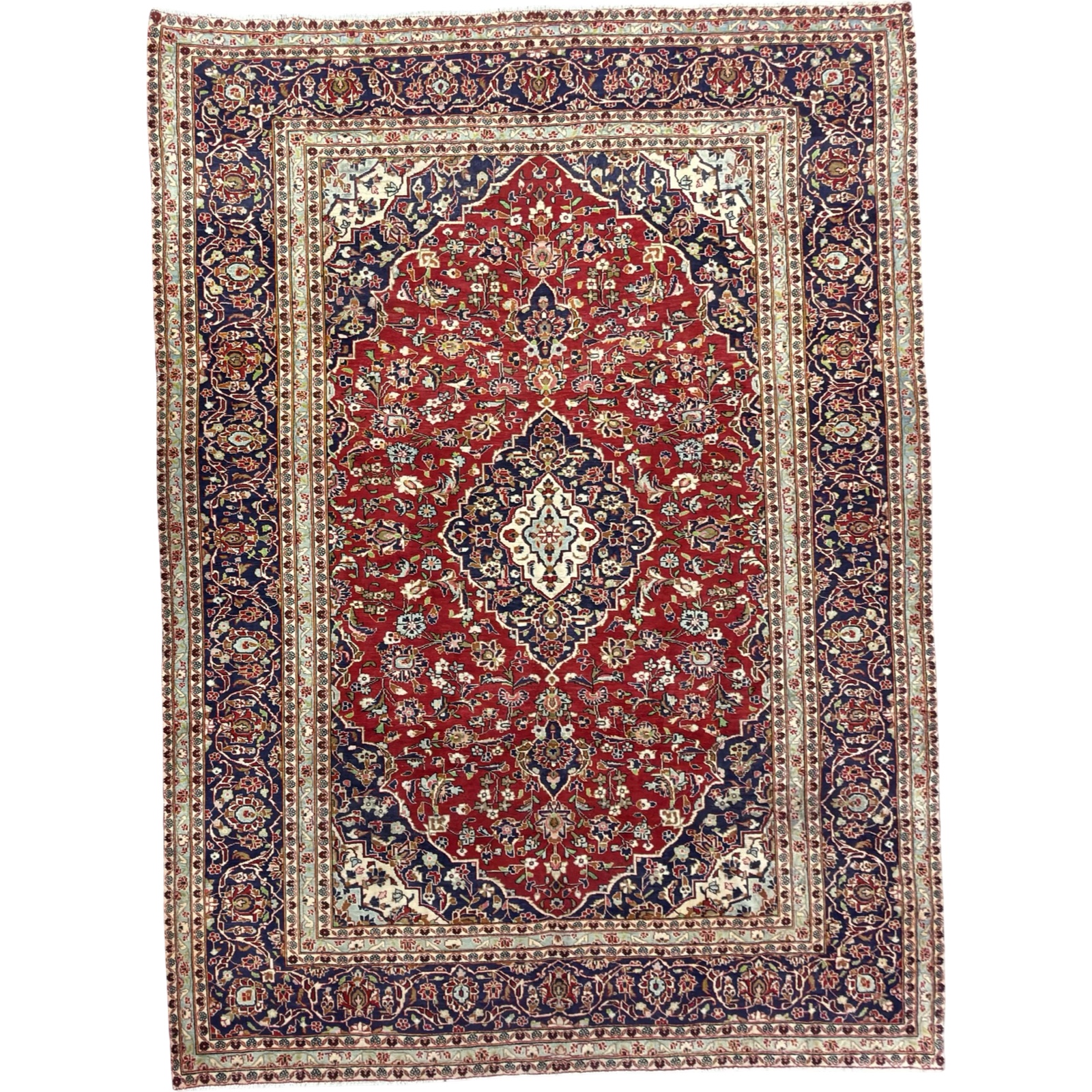 7989_13 350cm x 250cm Hand-Knotted Persian Kashan Red Rug