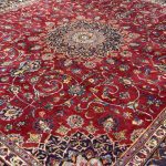 350 x 295cm Hand-Knotted Persian Mashad Sqaure Red Rug - Image 2