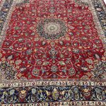 Hand-Knotted Persian Mashad Sqaure Rug