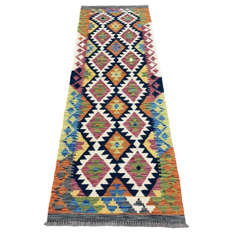 210 x 77cm Hand-Woven Afghan Kilim Runner Rug